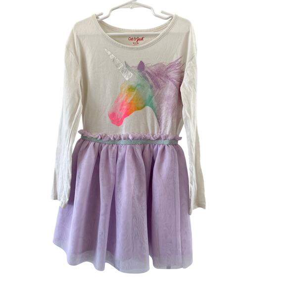 Cat & Jack Rainbow Unicorn Dress - Size Medium (7/8) - Picture 1 of 4